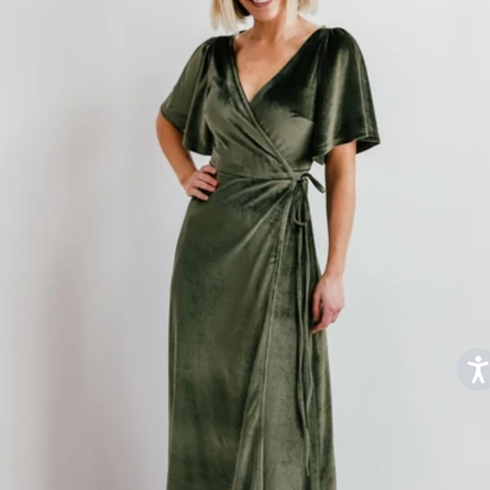 Baltic Born Velvet Dress Olive Green